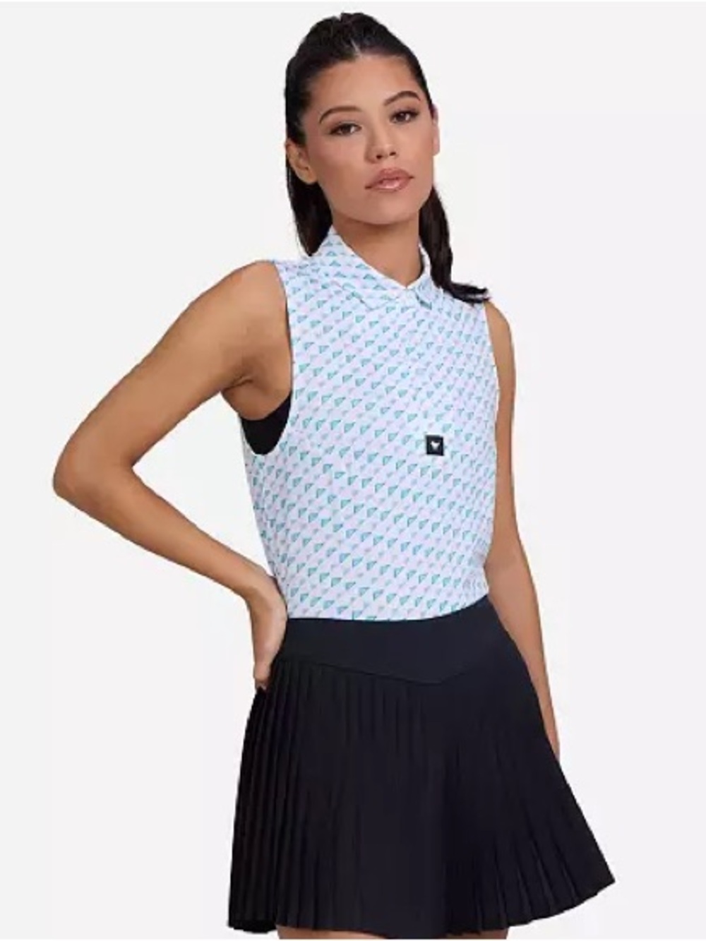 NWT Bad Birdie Sleeveless Performance Golf Polo Brilliant White | Orchid Pink XS